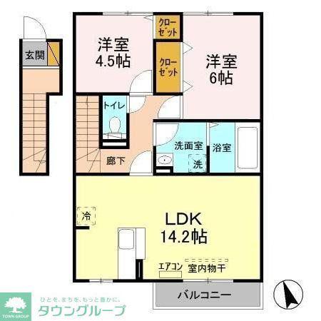 シティ オブ フレグランス II(2LDK/2階)の間取り写真