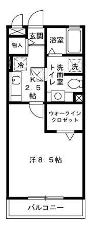 サニーフラット三ツ沢(1K/2階)の間取り写真