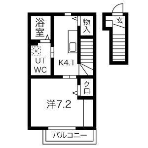 リバーサイド大谷(1K/2階)の間取り写真