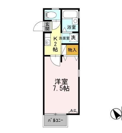 BELLAIR ANNEX(1K/2階)の間取り写真