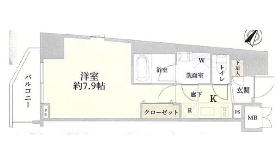ZOOM南麻布(1K/3階)の間取り写真