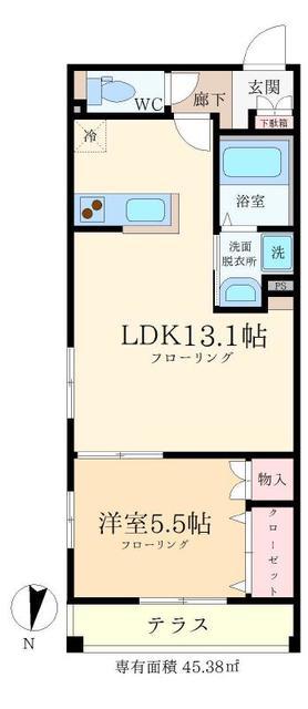 MAISON FLORA(1LDK/1階)の間取り写真