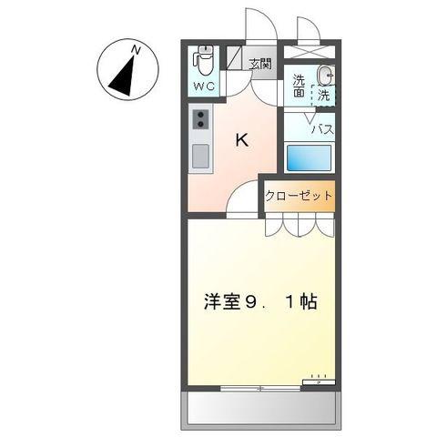 サンパレスII(1K/2階)の間取り写真