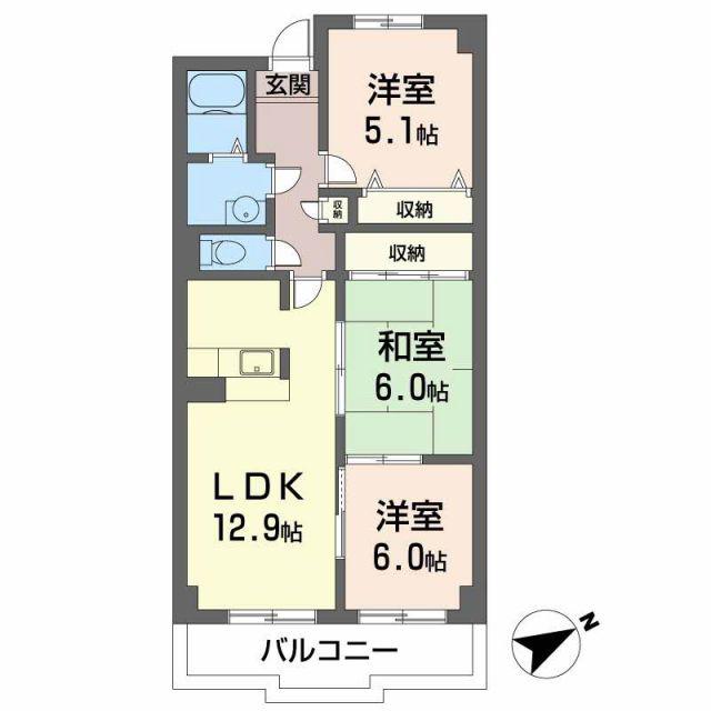 プルミエールI・K(3LDK/2階)の間取り写真