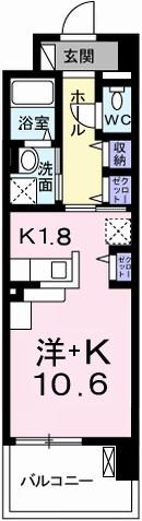 クレール姫路(1K/4階)の間取り写真