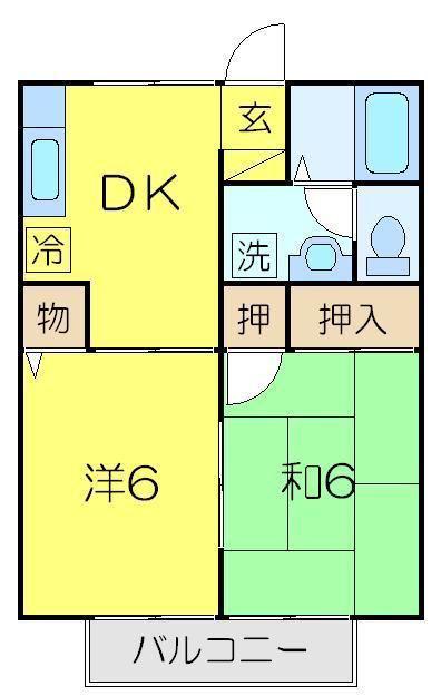 エントピア新秋津B棟(2K/1階)の間取り写真
