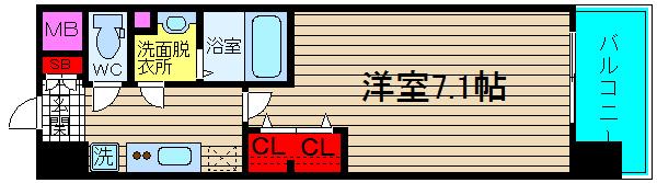 コンフォリア心斎橋イースト(1K/3階)の間取り写真