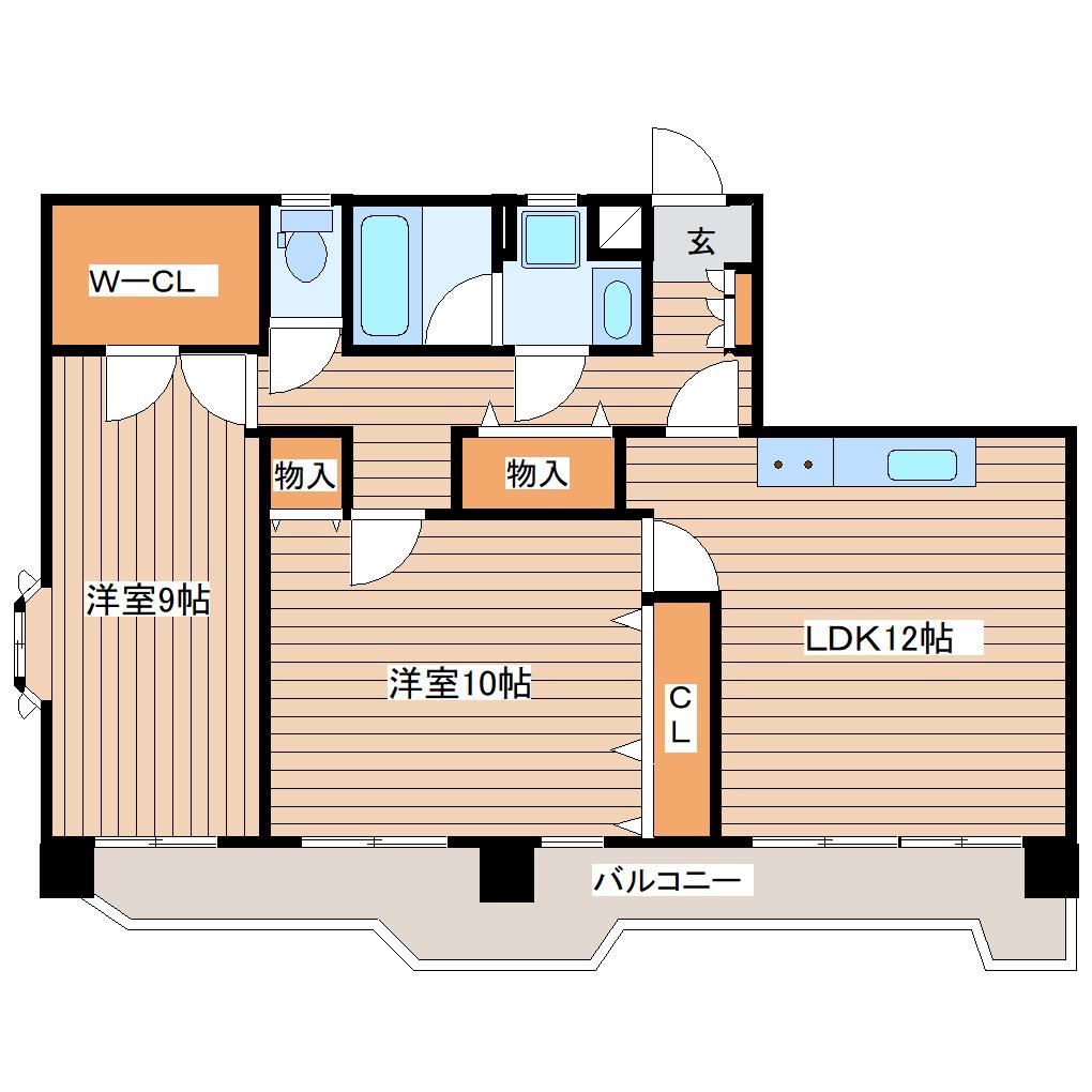 ボヌールI(2LDK/4階)の間取り写真