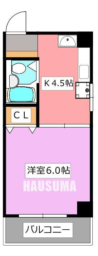 びる・いしだいらI(1K/1階)の間取り写真