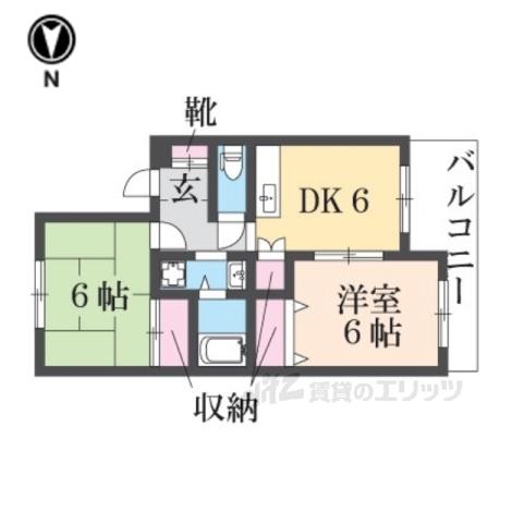 サンモールパートⅡ(2DK/2階)の間取り写真