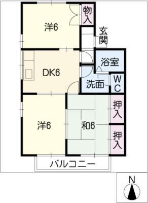 ハビテーションNK(3DK/2階)の間取り写真