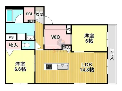 シャーメゾンミーサ(2LDK/1階)の間取り写真