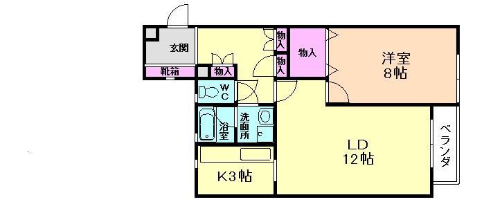 ラークヒルコート(1LDK/1階)の間取り写真