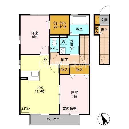 プレアデス見川C棟(2LDK/2階)の間取り写真