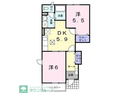 ラ・スペランツァ A(2DK/1階)の間取り写真