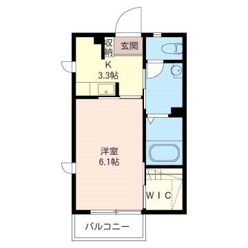 ヴィラK(1K/2階)の間取り写真