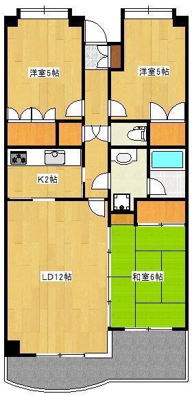 UCレジデンス小沢町(3LDK/5階)の間取り写真