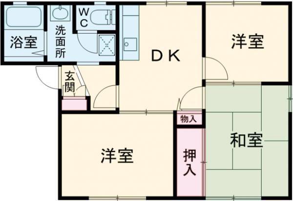 ヴィラ・シャンピニヨンIIF(3DK/1階)の間取り写真