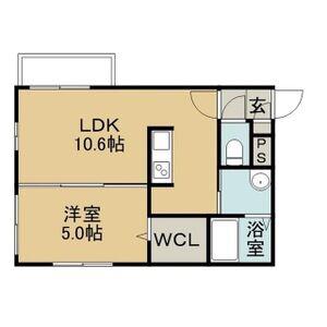 ジーフィール(1LDK/4階)の間取り写真