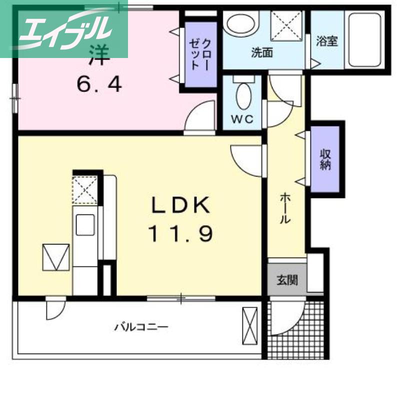 コリーヌA棟(1LDK/1階)の間取り写真