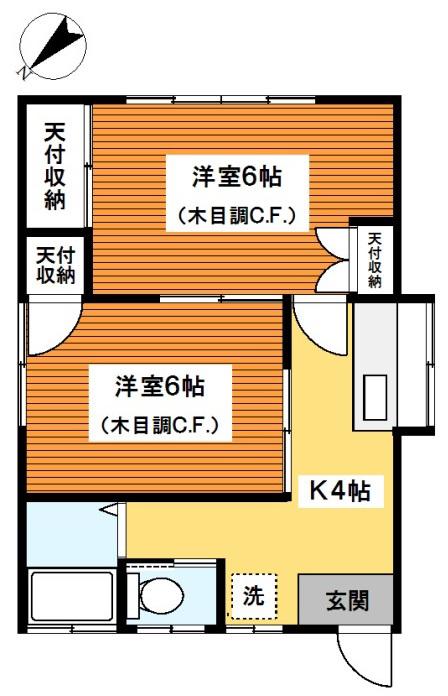 吉田コーポII(2K/2階)の間取り写真