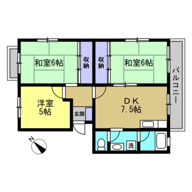 東高根ハイツ永井(3DK/2階)の間取り写真