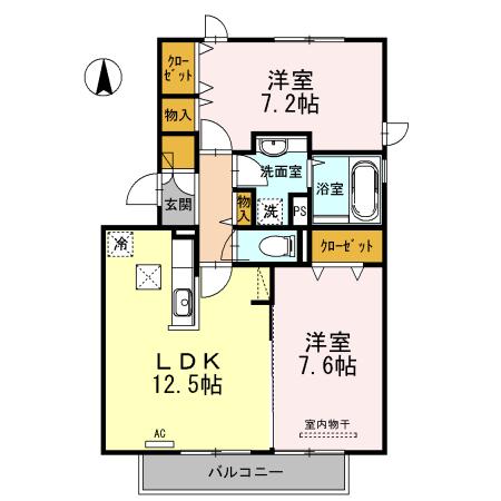 RE・EARTHの杜たね(2LDK/1階)の間取り写真