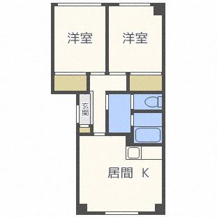 アルファコスモ伏古公園(2LDK/2階)の間取り写真