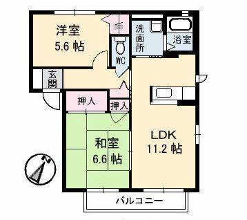 シャーメゾンラフィネA棟(2LDK/1階)の間取り写真