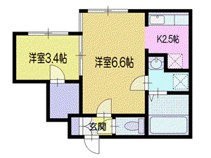 アマン小樽(1DK/5階)の間取り写真