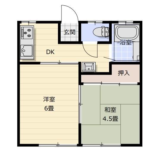 コスモハイツ(2DK/2階)の間取り写真