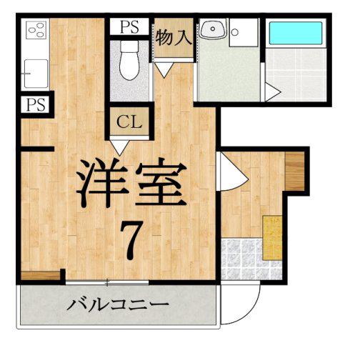 CREST 倭(1K/1階)の間取り写真