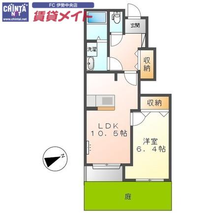 パールハイツみやび(1LDK/1階)の間取り写真