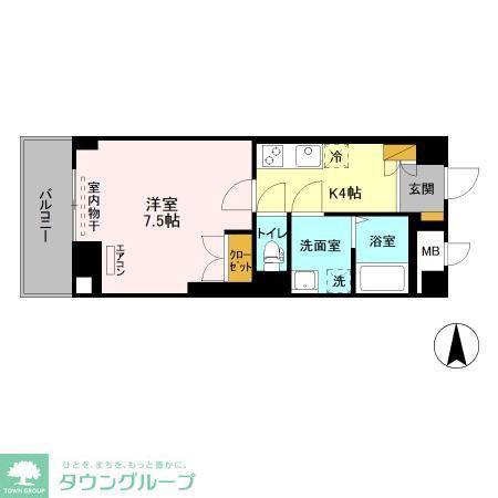 ポワール・K(1K/6階)の間取り写真