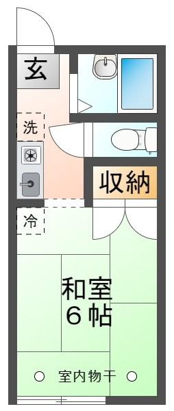 吉野ハイツB(ワンルーム/2階)の間取り写真