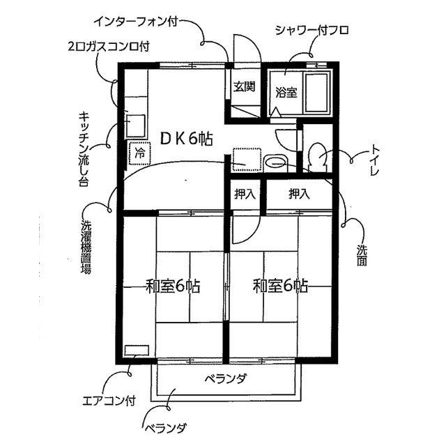 ユトリロ片山(2DK/2階)の間取り写真