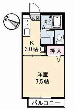 メゾンS&T(1K/2階)の間取り写真