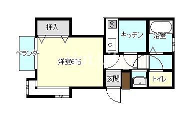 クリアコート(1DK/2階)の間取り写真