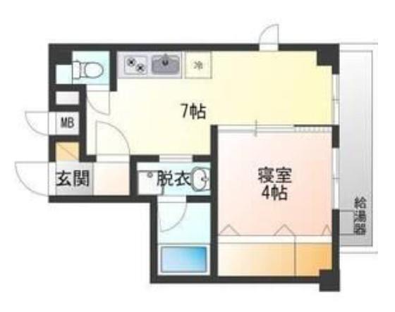 グランパルク西梅田(1DK/3階)の間取り写真