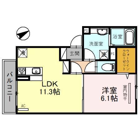 シャルムソフィアII(1LDK/3階)の間取り写真