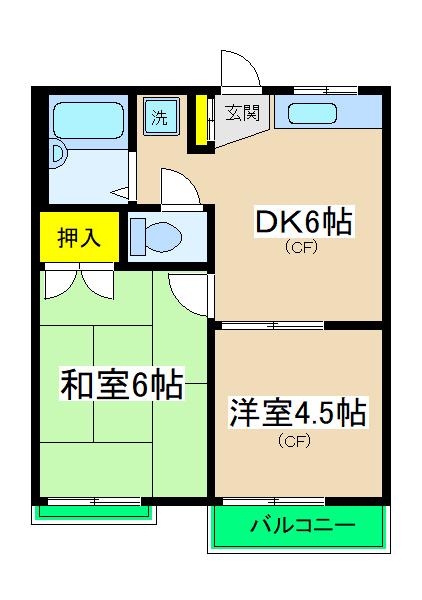 メゾン石原I(2DK/1階)の間取り写真