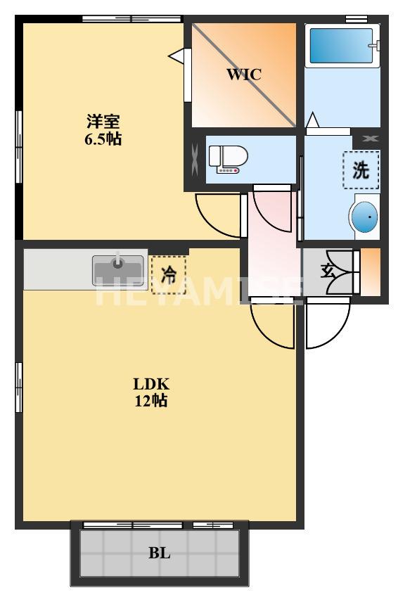 ウィルモア植松B(1LDK/2階)の間取り写真