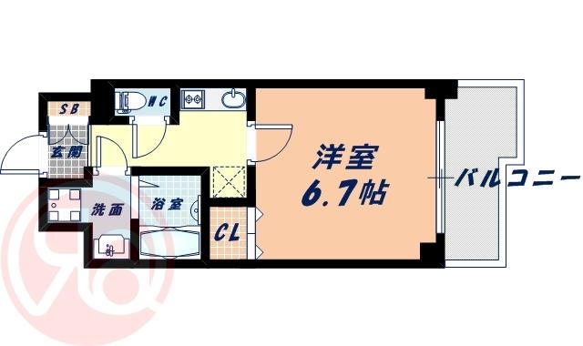 S-RESIDENCE 難波 VIALE(1K/4階)の間取り写真