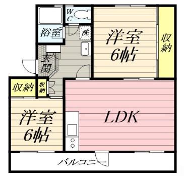 第一セピアコート興津(2LDK/3階)の間取り写真
