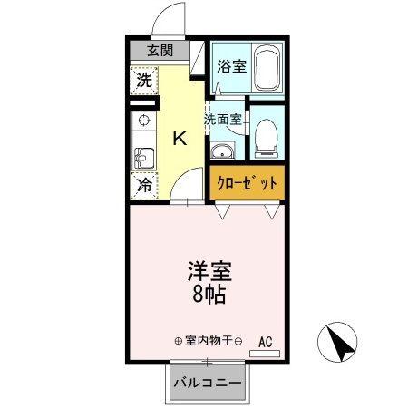 セジュールクレア(1K/2階)の間取り写真