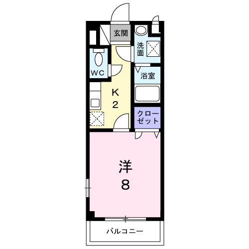 フラットエクセル(1K/2階)の間取り写真