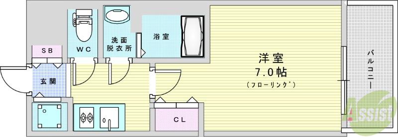 S-RESIDENCE上新庄ASCENT(1K/11階)の間取り写真
