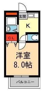 ハイツレジーナ(1K/1階)の間取り写真