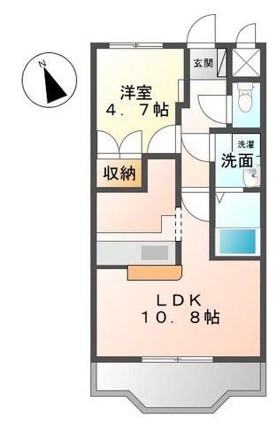 クレッシェンド(1LDK/1階)の間取り写真