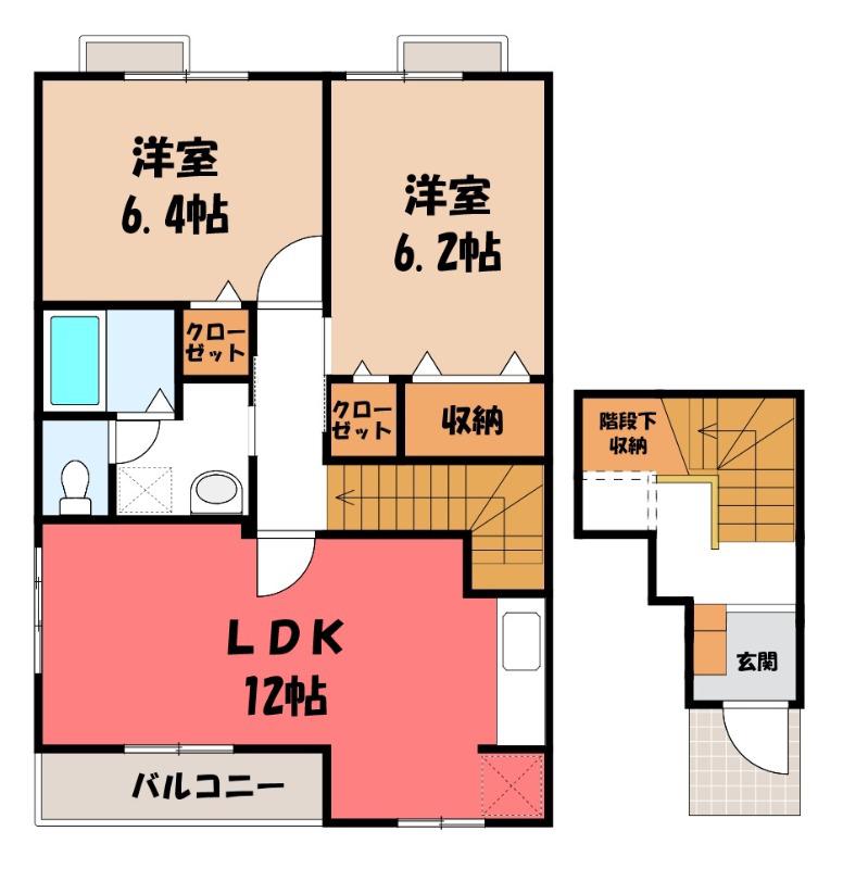 チェリッシュ(2LDK/2階)の間取り写真